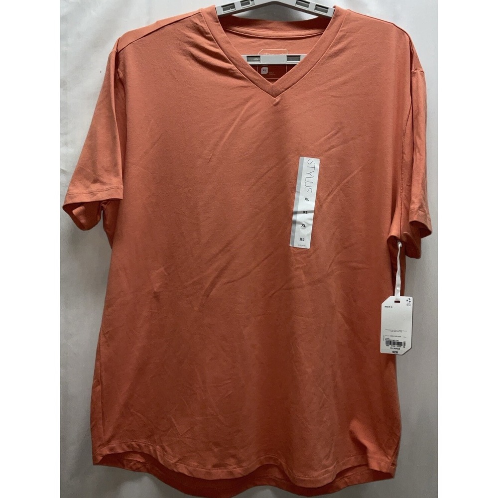 NWT Men's Stylus V-Neck Short Sleeve Stretch Cotton T-Shirt Mambo Melon Sz XL‎